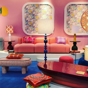 Interior design with bold pink accents